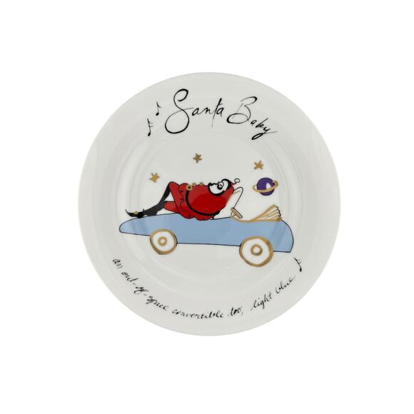 Vintage Pottery Barn Collectors Edition Santa Baby Dessert Plates Set of 8 - Picture 3 of 9
